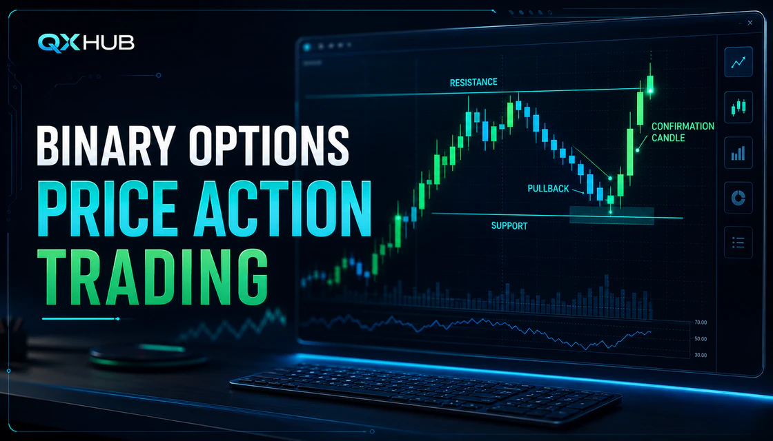Binary options price action trading guide with market structure pullback and confirmation candle