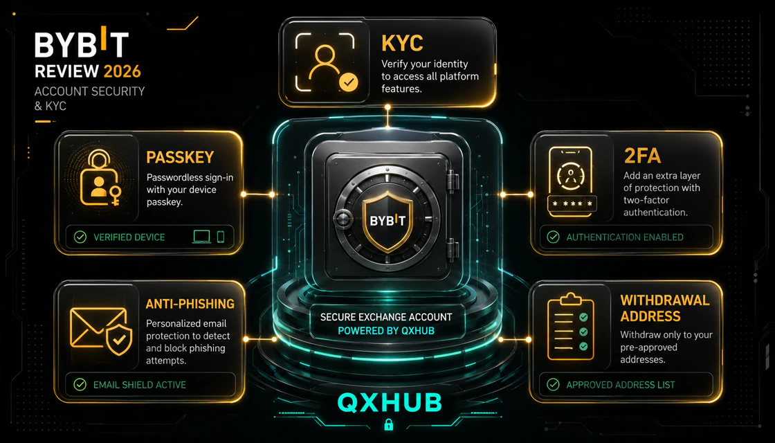 Bybit account security with KYC passkey two-factor authentication anti-phishing and withdrawal controls
