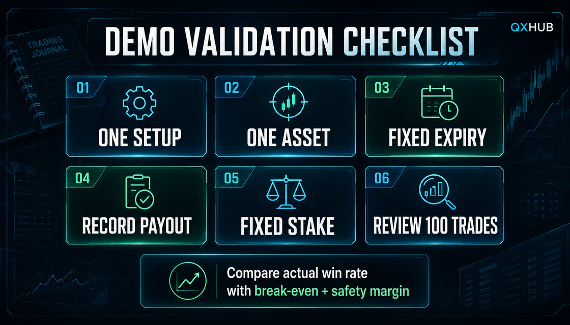 Demo validation checklist for binary options break-even win rate testing