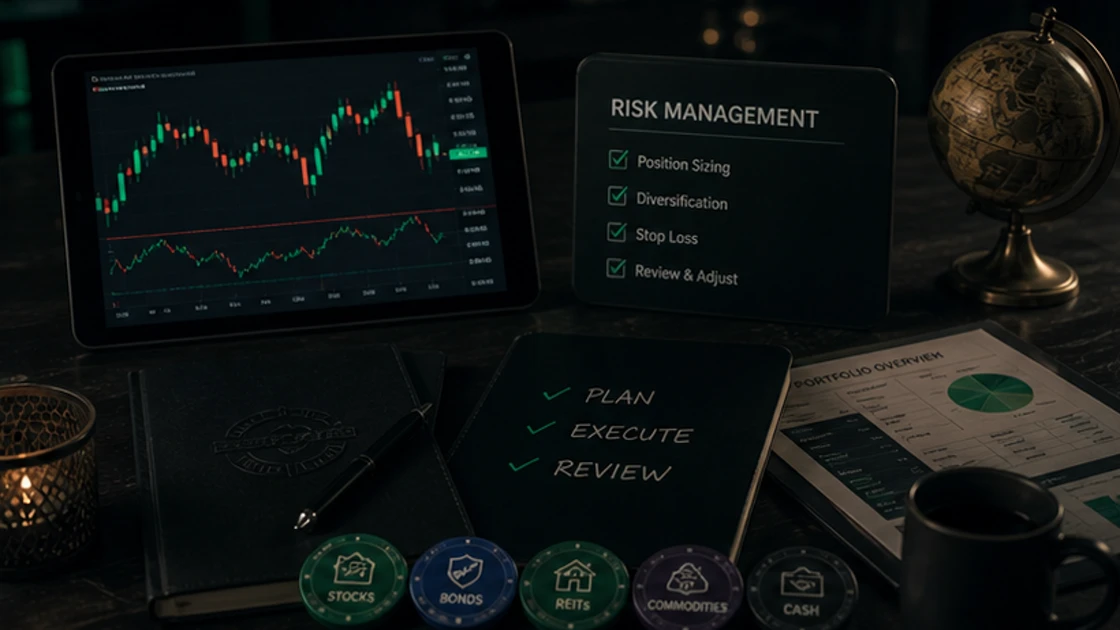 Risk map showing position size, daily limit and trading journal
