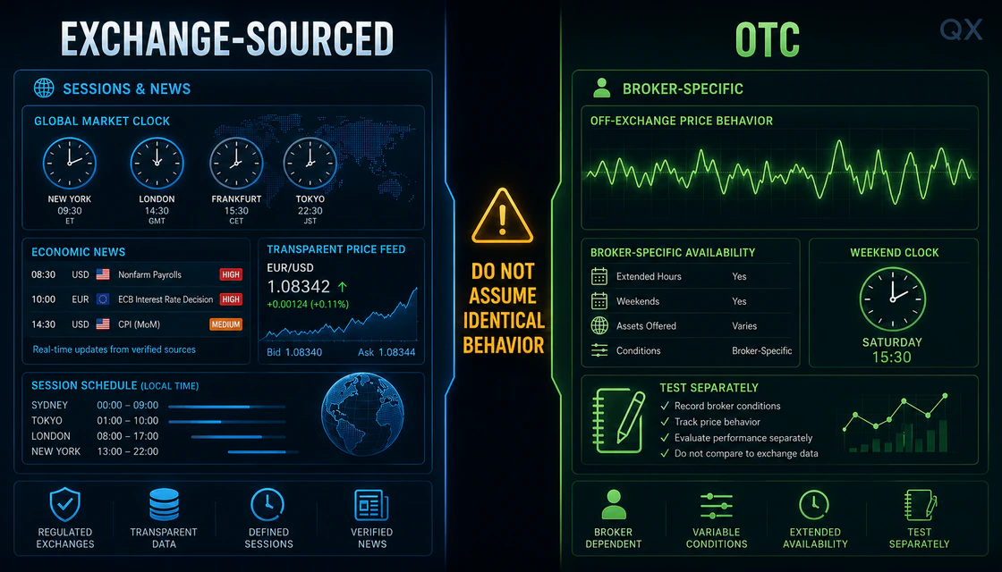 Live market assets versus OTC assets in binary options trading