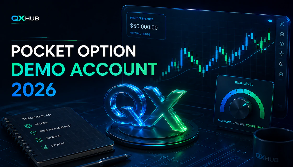 Pocket Option demo account guide with $50,000 virtual balance chart journal and risk controls