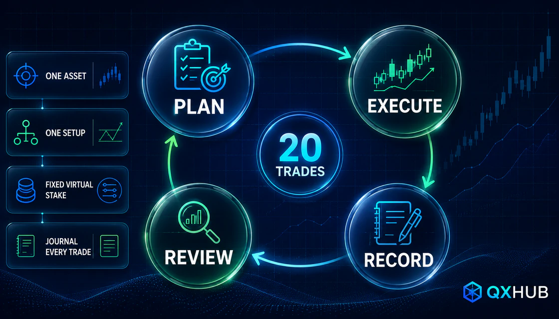 Twenty-trade Pocket Option demo practice loop
