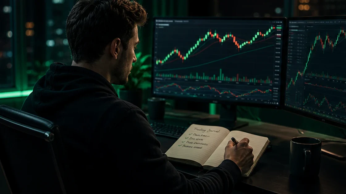 Quotex trading psychology dashboard with emotion meter and discipline checklist