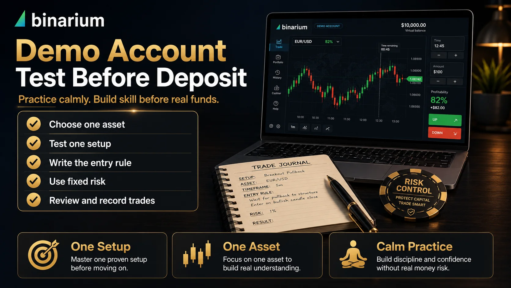 Binarium demo account checklist before deposit and broker review