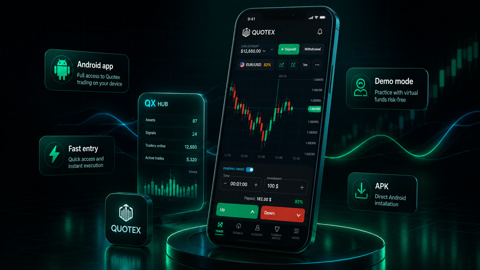 Android app trading screen illustration