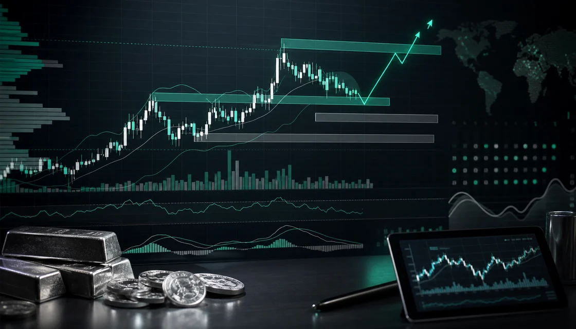 Silver futures chart analysis with support, resistance, breakout retest and XAG market structure
